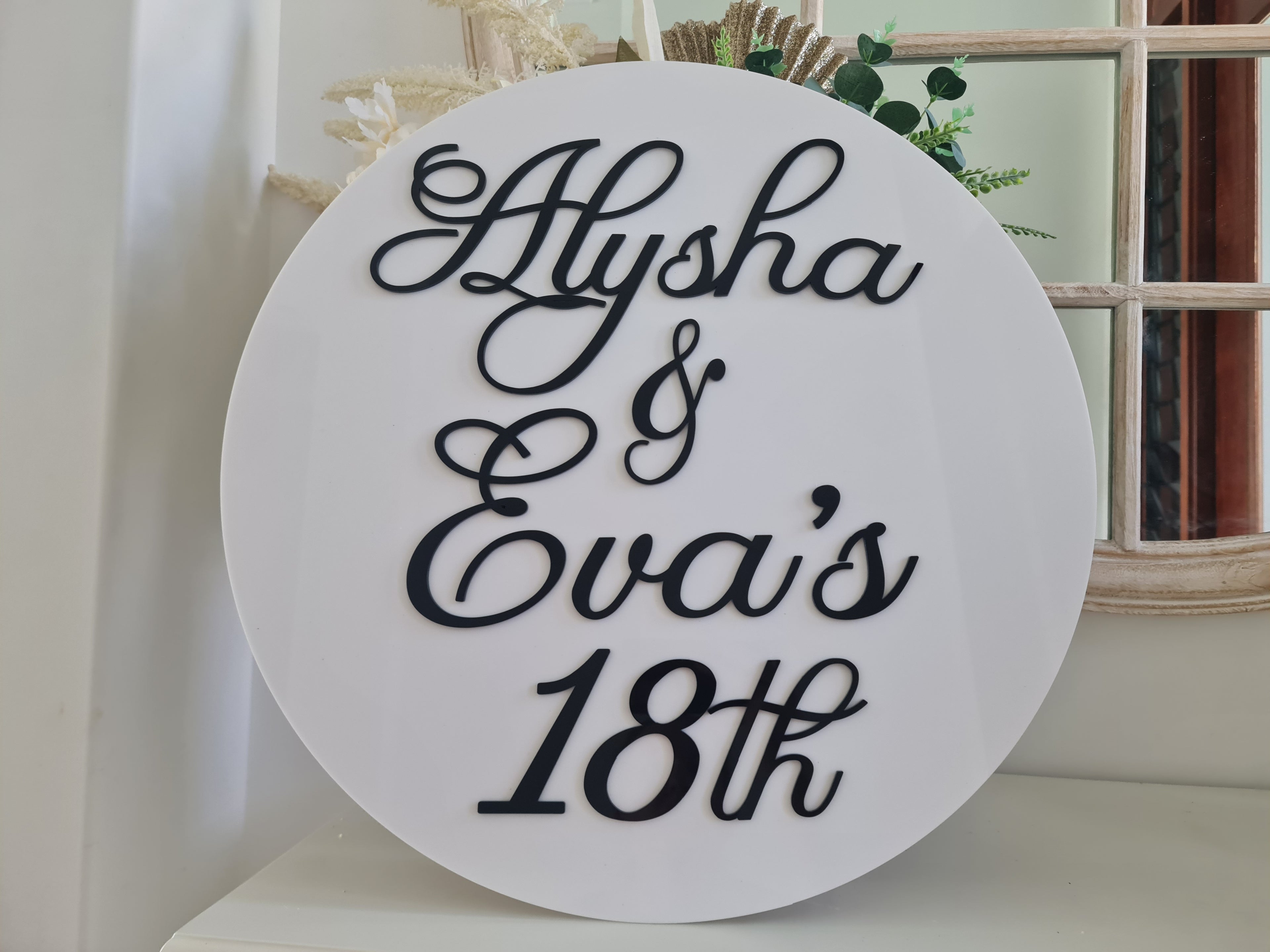 Happy Birthday Name Sign – Round Sign with Custom Fonts