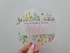 Baby Birth Stats Disc – Personalised Newborn Announcement Sign