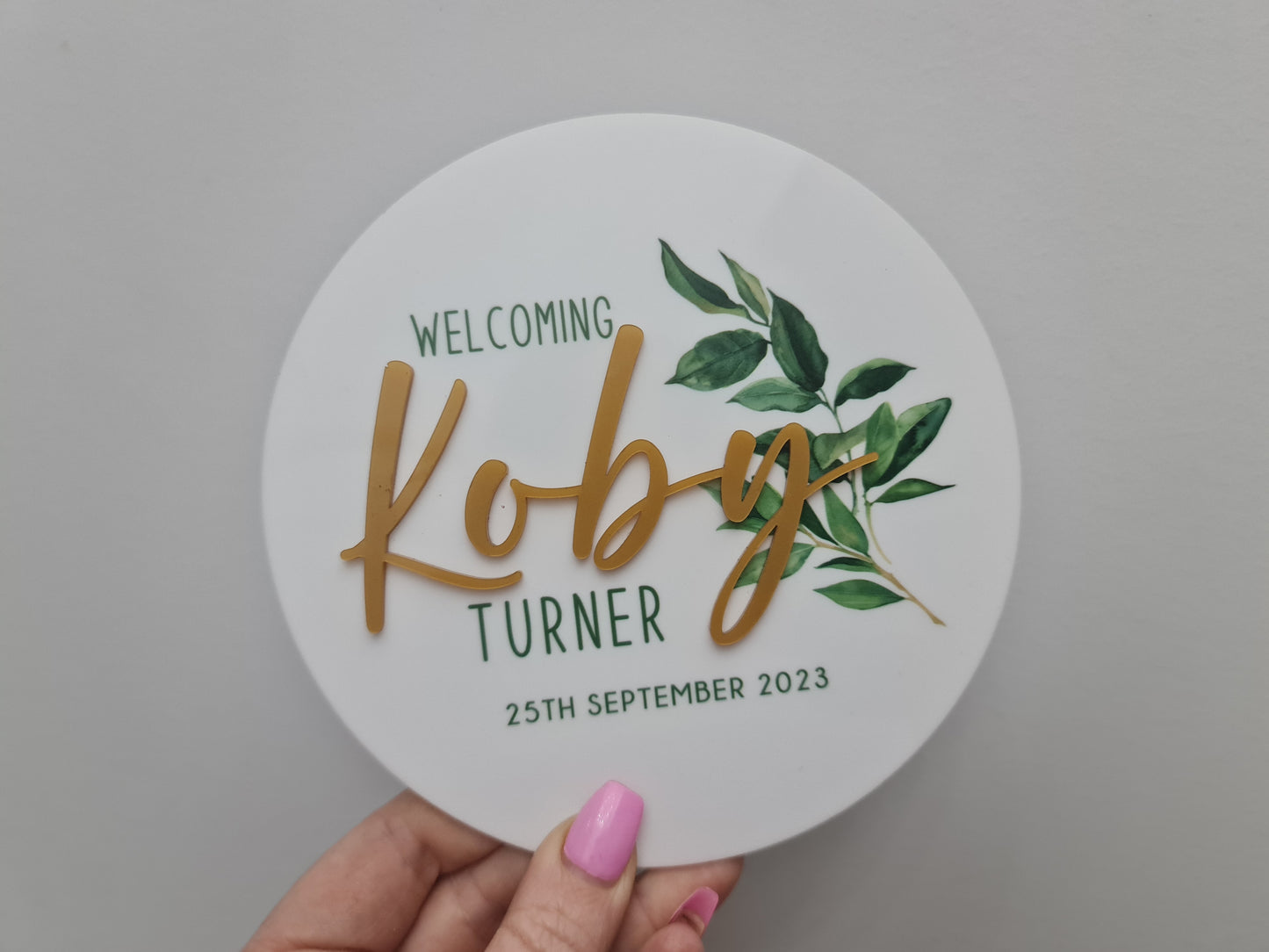Engraved Baby Name Reveal Sign – Birth Announcement Keepsake