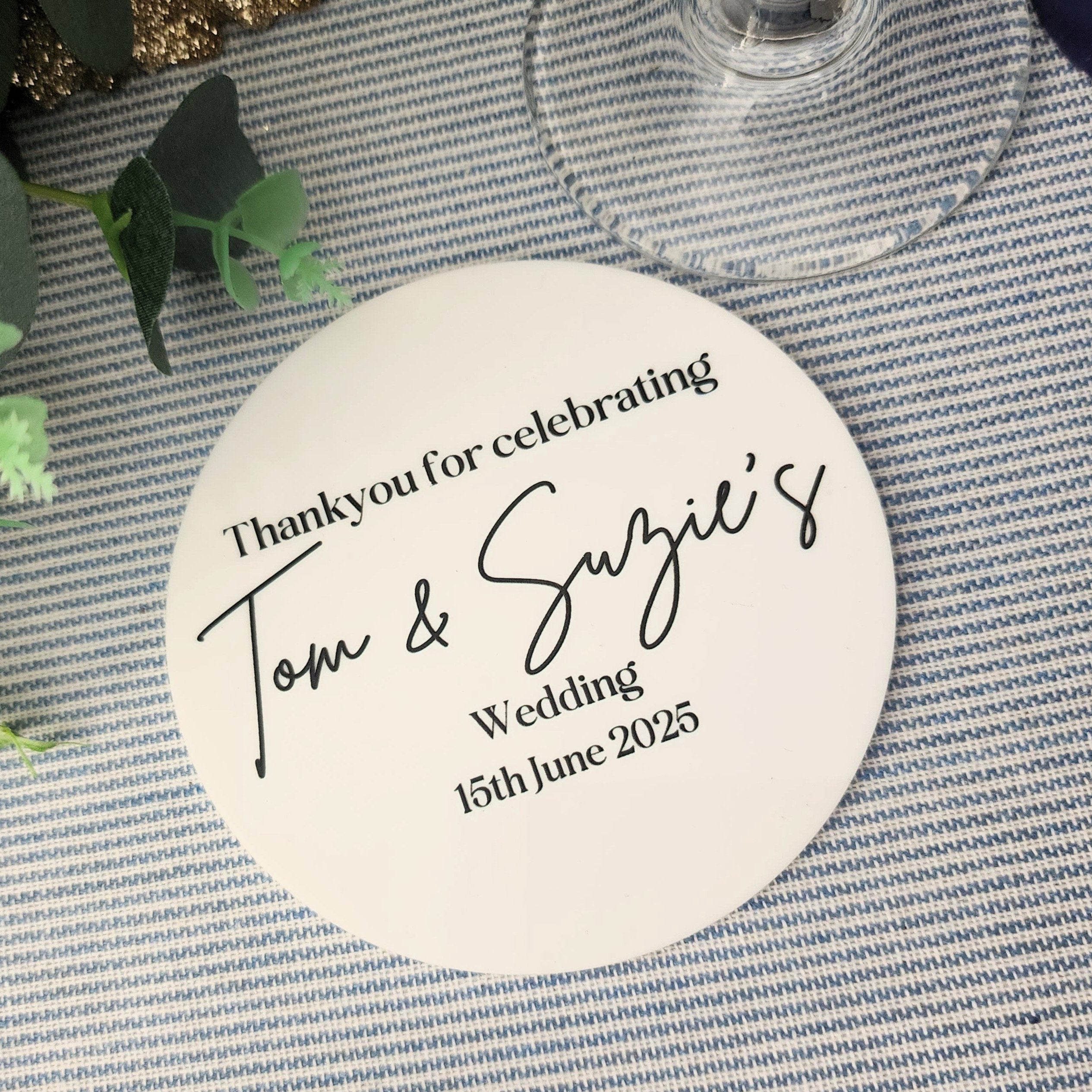 Personalised Wedding Coasters – Custom Names & Date Keepsake