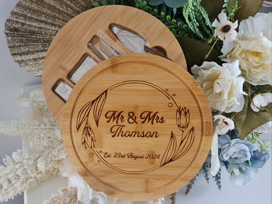Bamboo Cheese Serving Board with Untensils