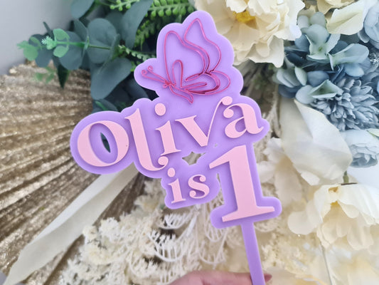 Butterfly Birthday Cake Topper – Elegant Double Layer Design