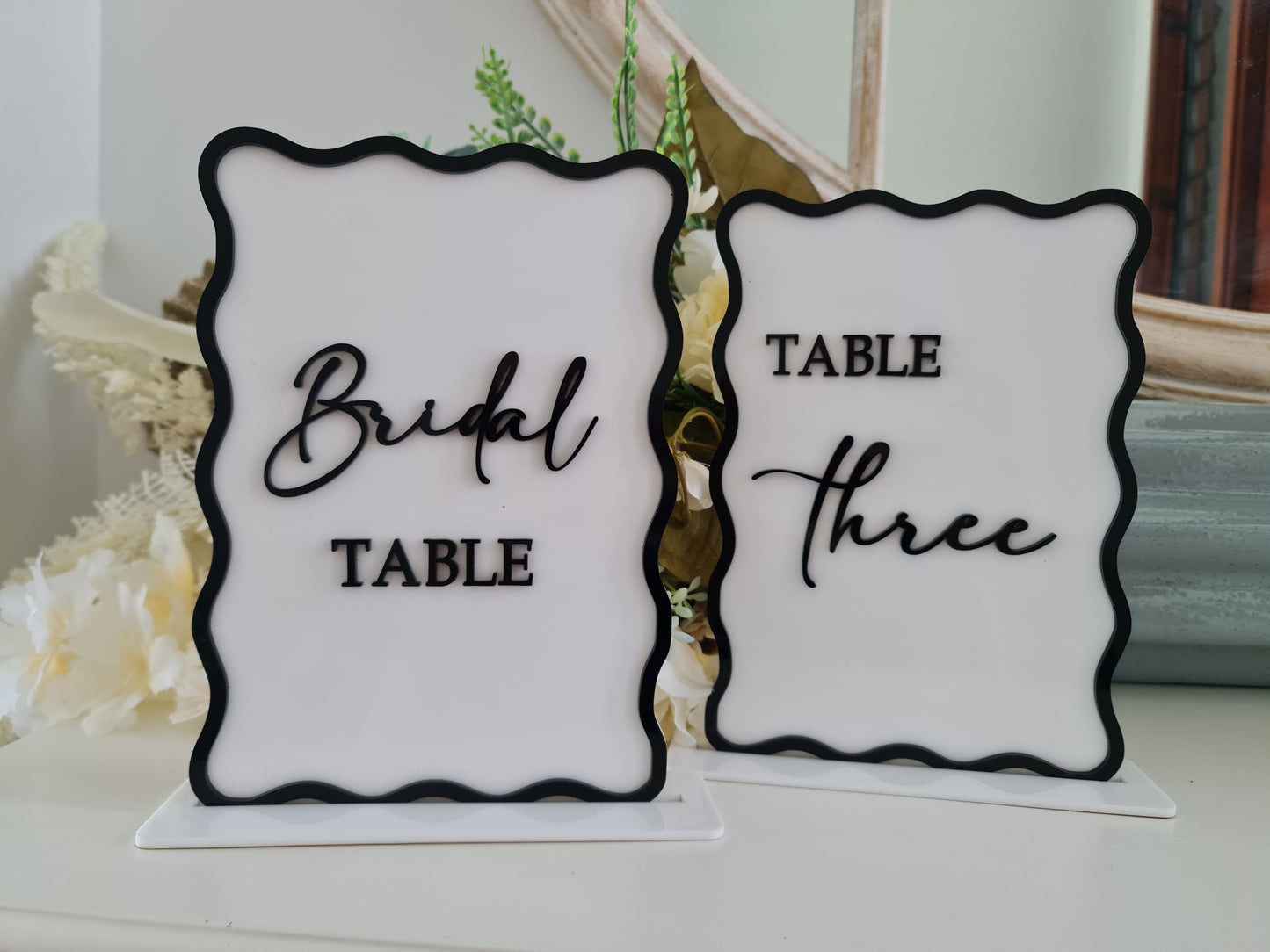 Freestanding Table Numbers – Personalised Acrylic or Timber Signs