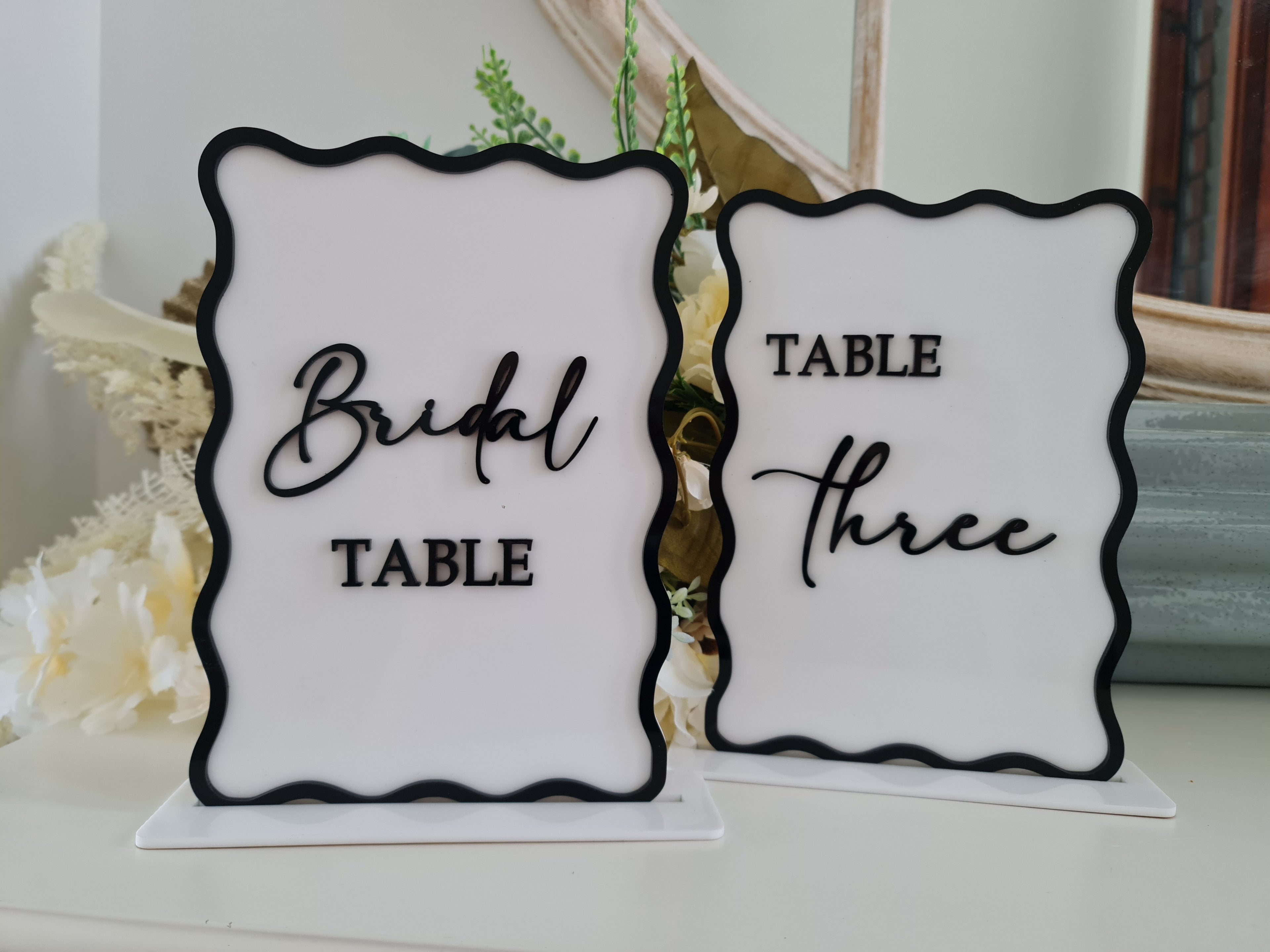 Freestanding Table Numbers – Personalised Acrylic or Timber Signs