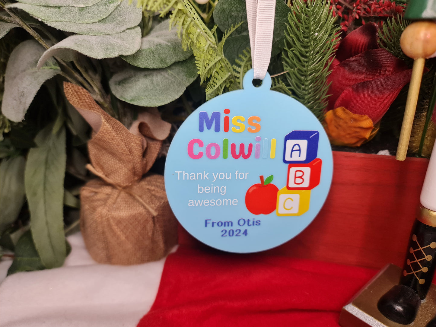 Personalised Teacher Bauble – Custom Christmas Gift Decoration