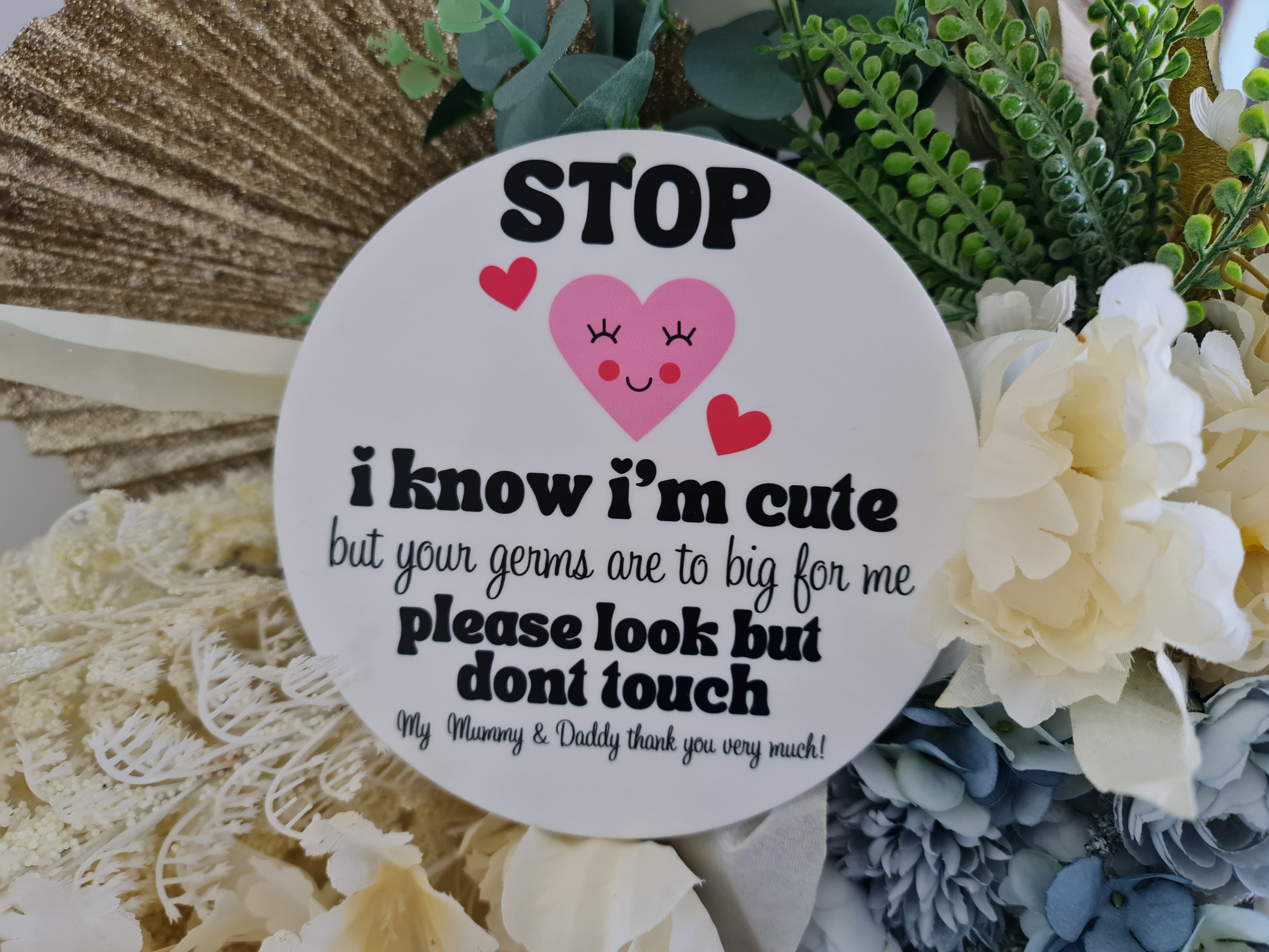 Hands Off Baby Pram Sign – Keep Germs Away Stroller Warning Tag