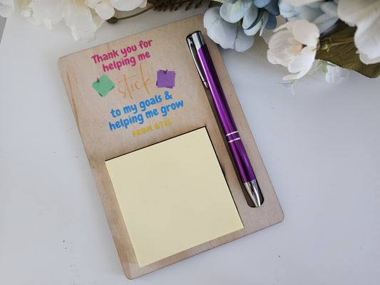 Personalised Laser Cut Teacher Post-it Holder – Custom Desk Organiser Gift