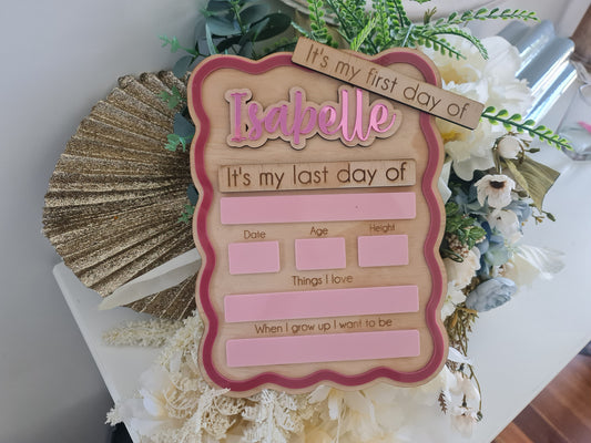 Engraved First Day Board – Personalised for Kids