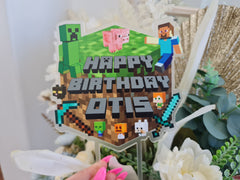 Construction Theme Cake Topper – Custom Printed Name & Truck Design