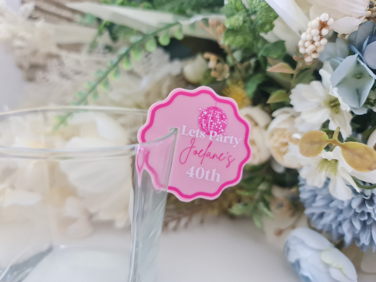 Name & Age Drink Toppers – Custom Acrylic for Birthday Celebrations