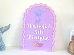 Mermaid Birthday Sign – Personalised Acrylic or Timber Sign for Under the Sea Party Theme