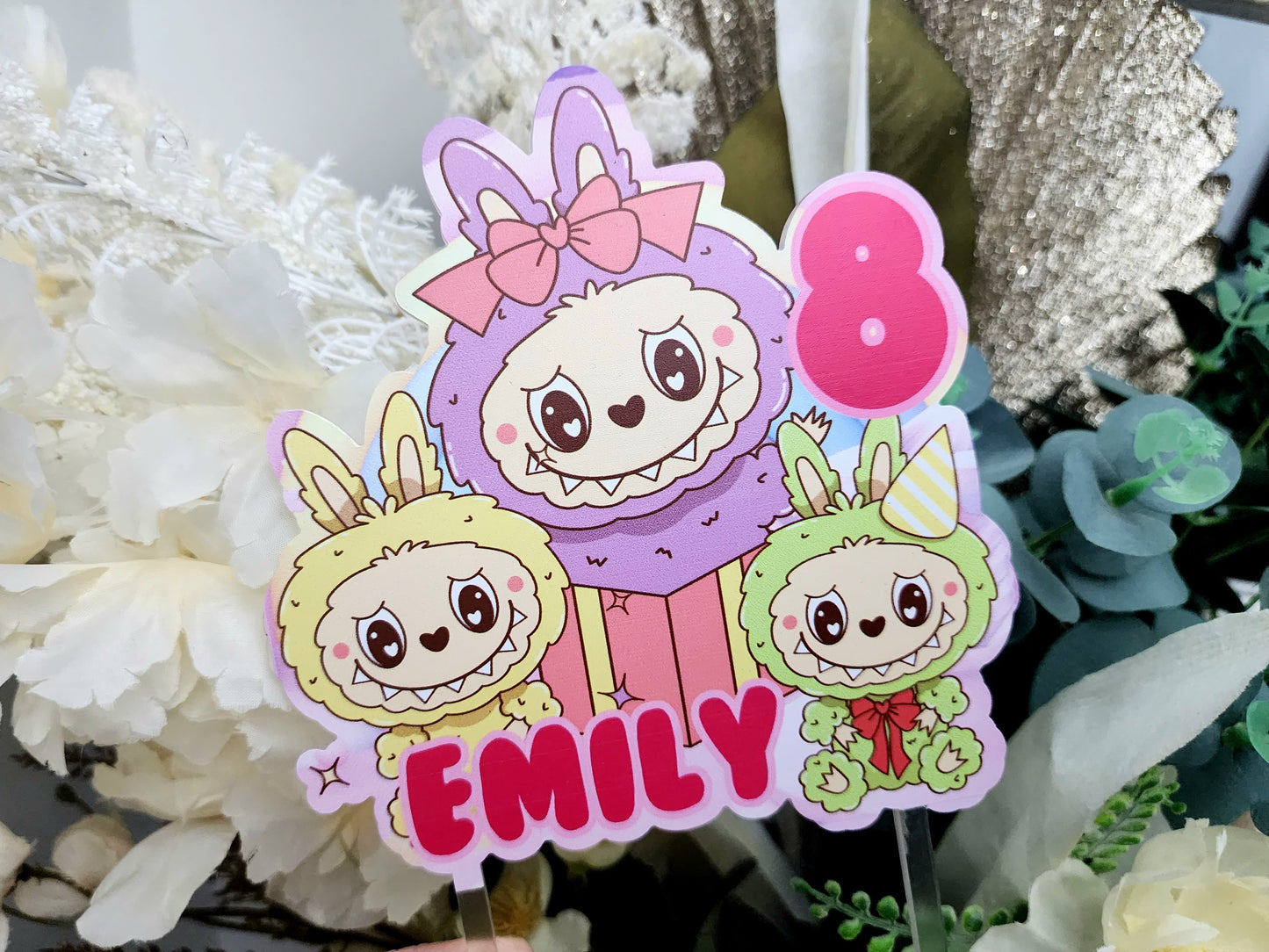Labubu Printed Cake Topper – Personalised with Name & Age