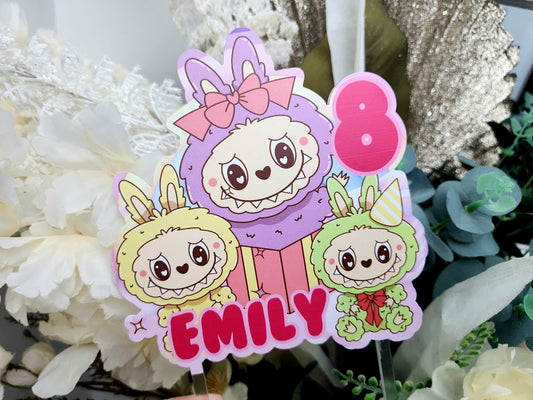 Labubu Printed Cake Topper – Personalised with Name & Age