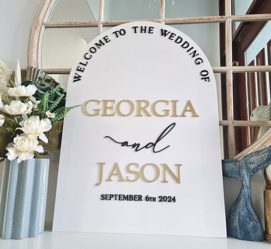 Personalised Wedding Welcome Sign – Custom Acrylic or Timber Board