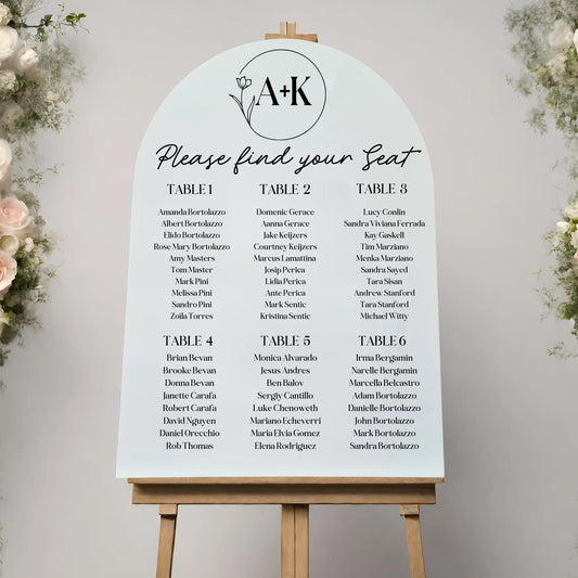 Elegant Table Seating Chart | Personalised Acrylic Reception Sign