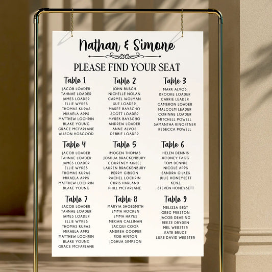 Wedding Reception Seating Board | Acrylic Seating Chart Sign