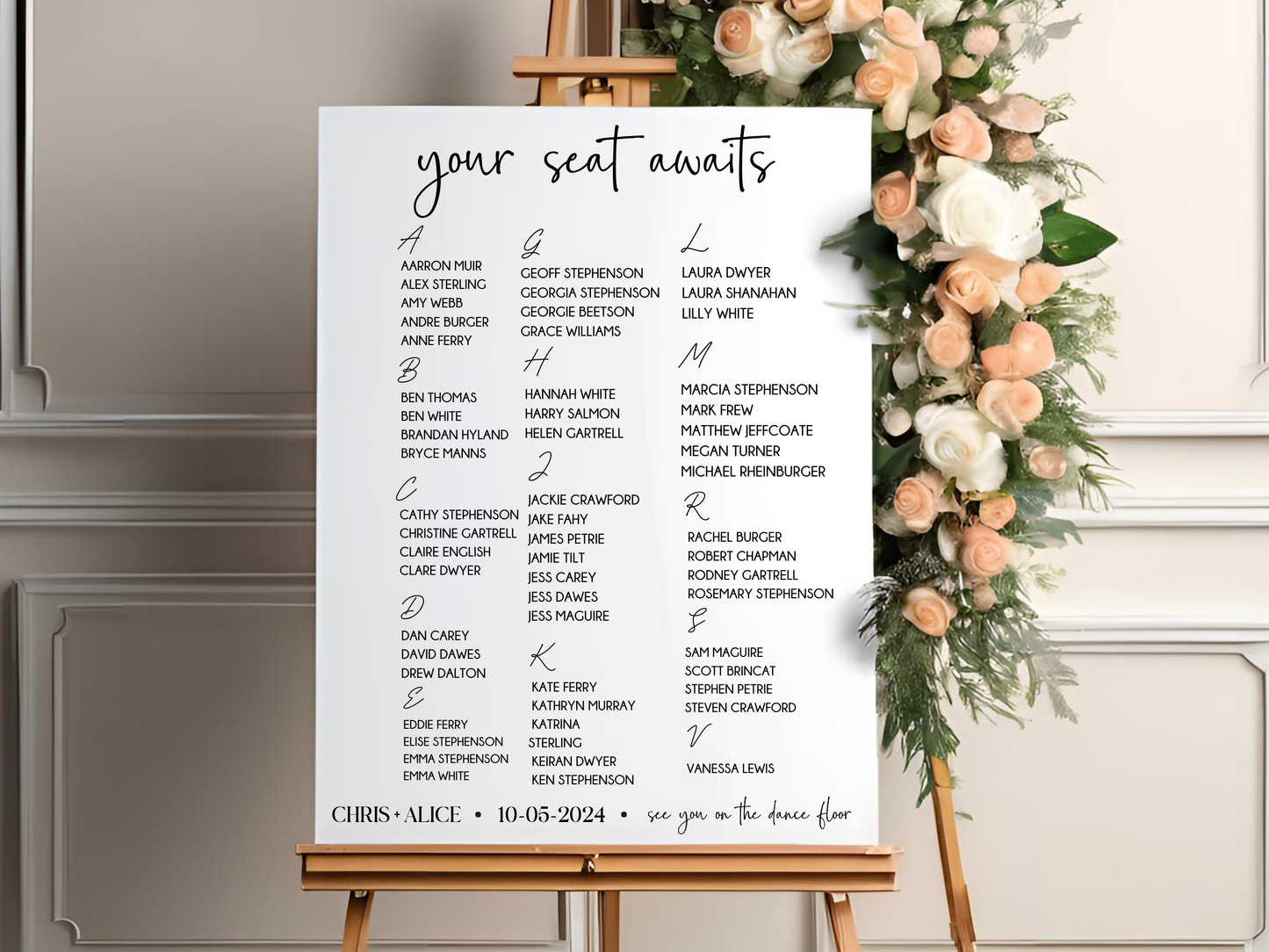 Wedding Seating Chart Front side 