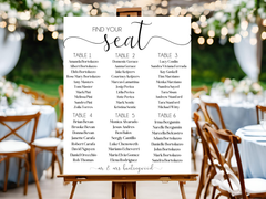 rectangle wedding seating chart front on