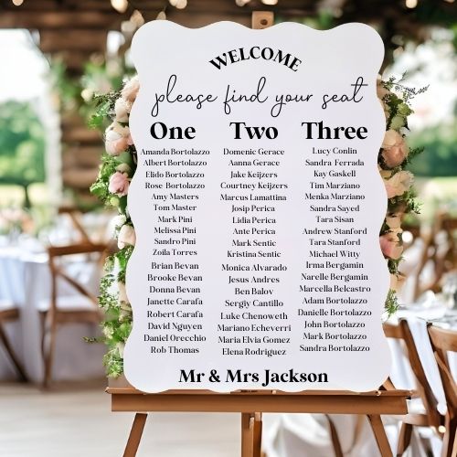 Rustic Timber Wedding Seating Plan – Laser Etched Guest Chart