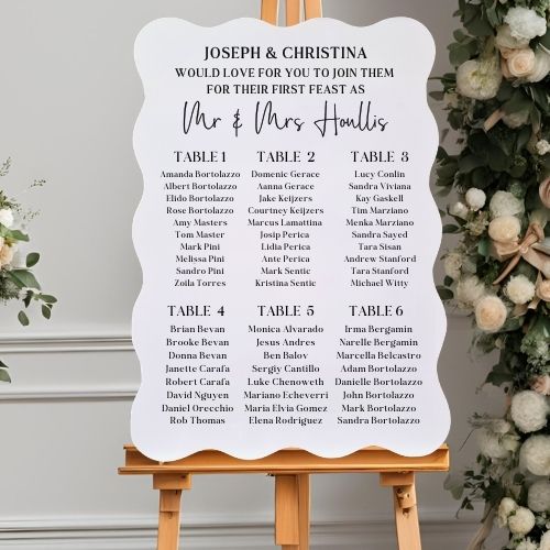 Modern Wedding Seating Chart – Personalised Table Layout Display