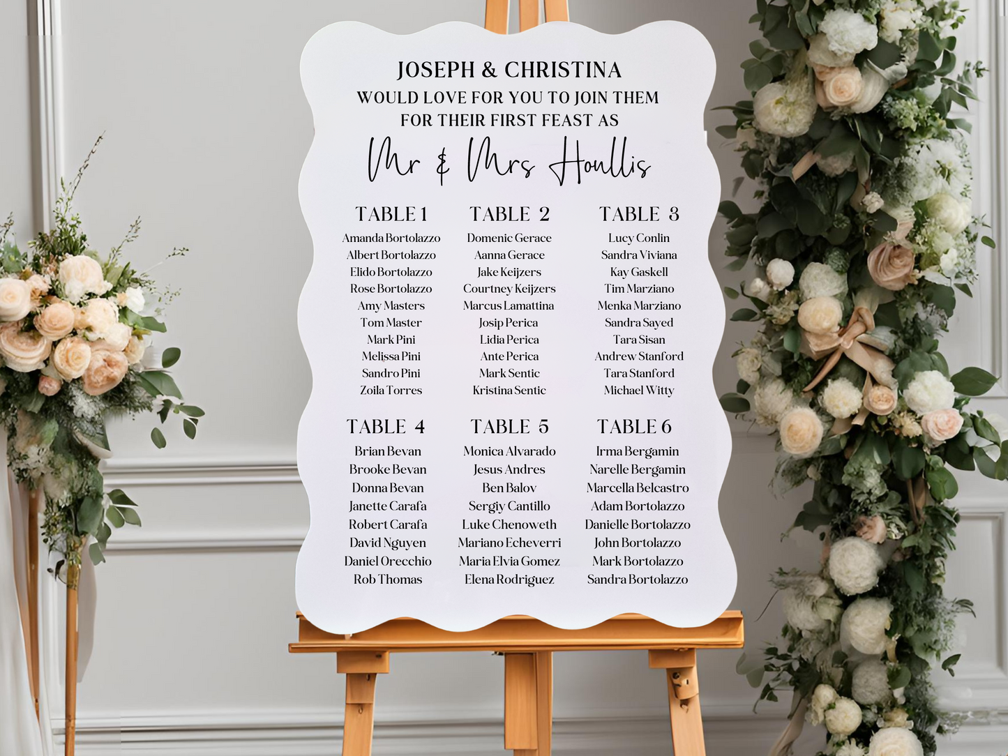 Modern Wedding Seating Chart – Personalised Table Layout Display