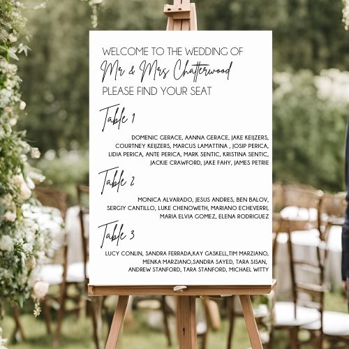 Minimalist Wedding Seating Chart – Simple, Elegant Table Layout