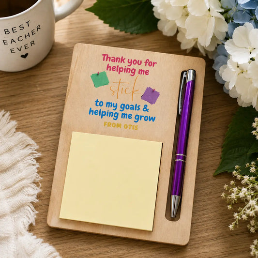 Personalised Teacher Post It Holder | Laser Cut Desk Gift Evermore Gifts & Favours