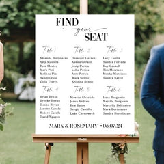 Wedding Table Seating Sign – UV Printed with Guest List