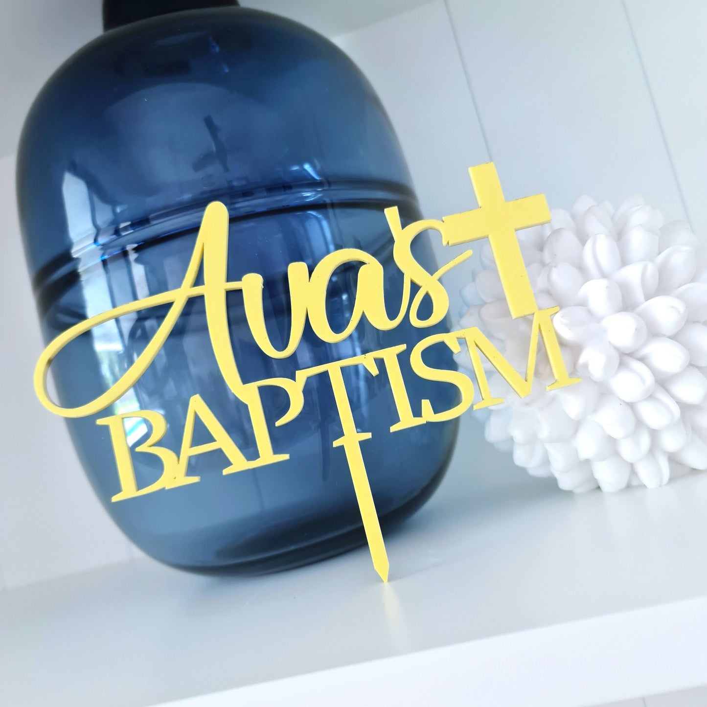 God Bless Cake Topper – Acrylic or Timber Topper for Baptism or Christening