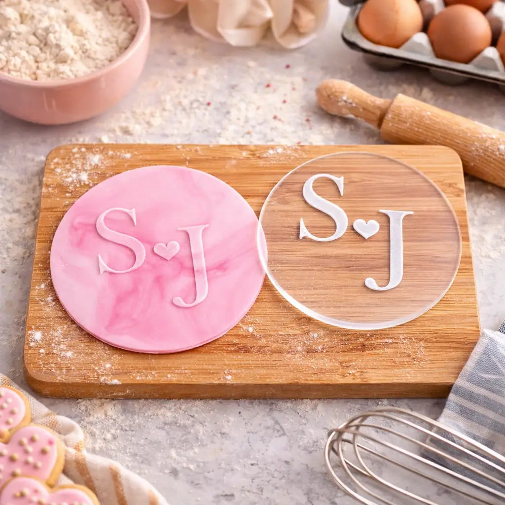 Personalised Fondant Debosser Couples Initials 80mm Evermore Gifts & Favours