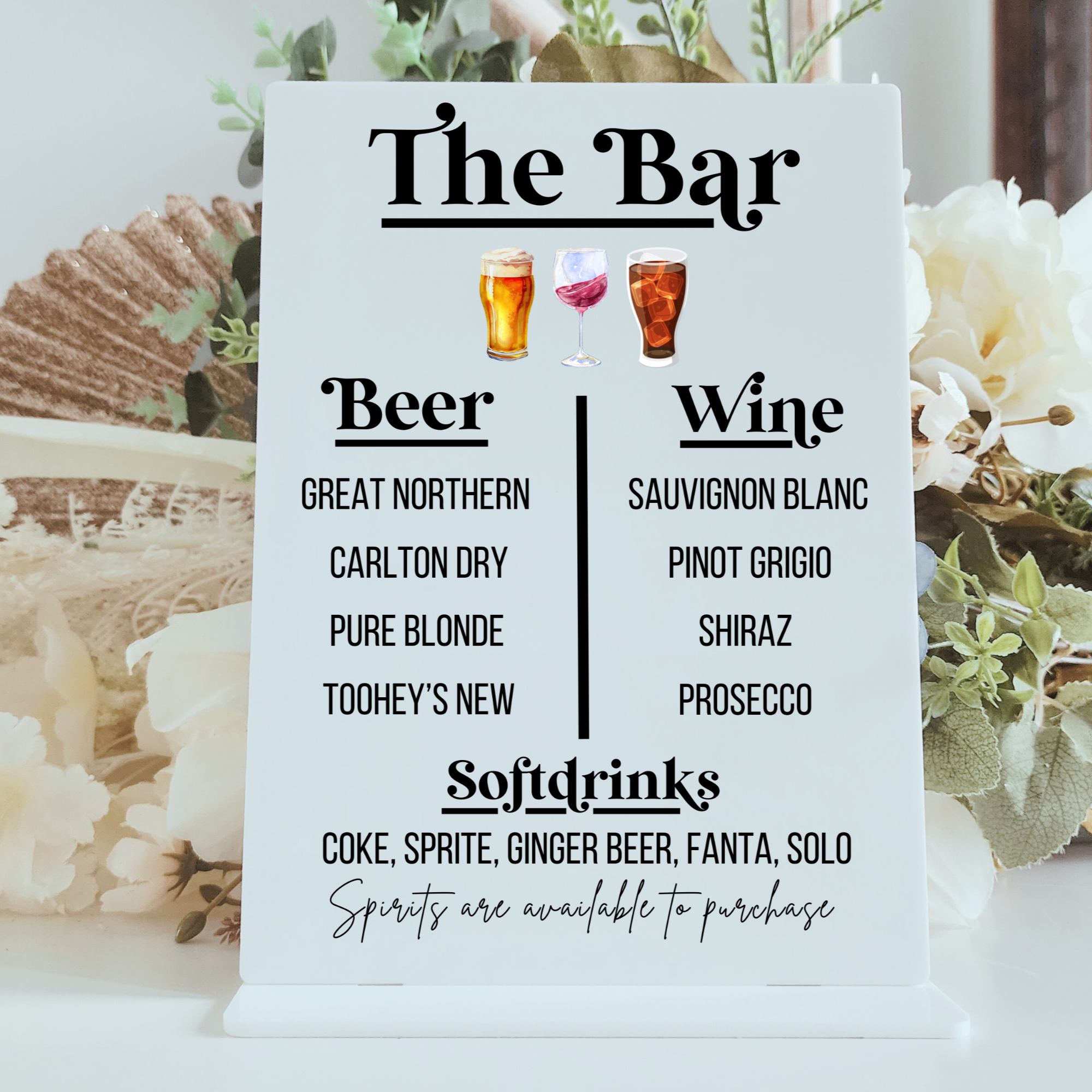 Hens Night Bar Sign – Personalised Acrylic Signage for Signature Cocktails