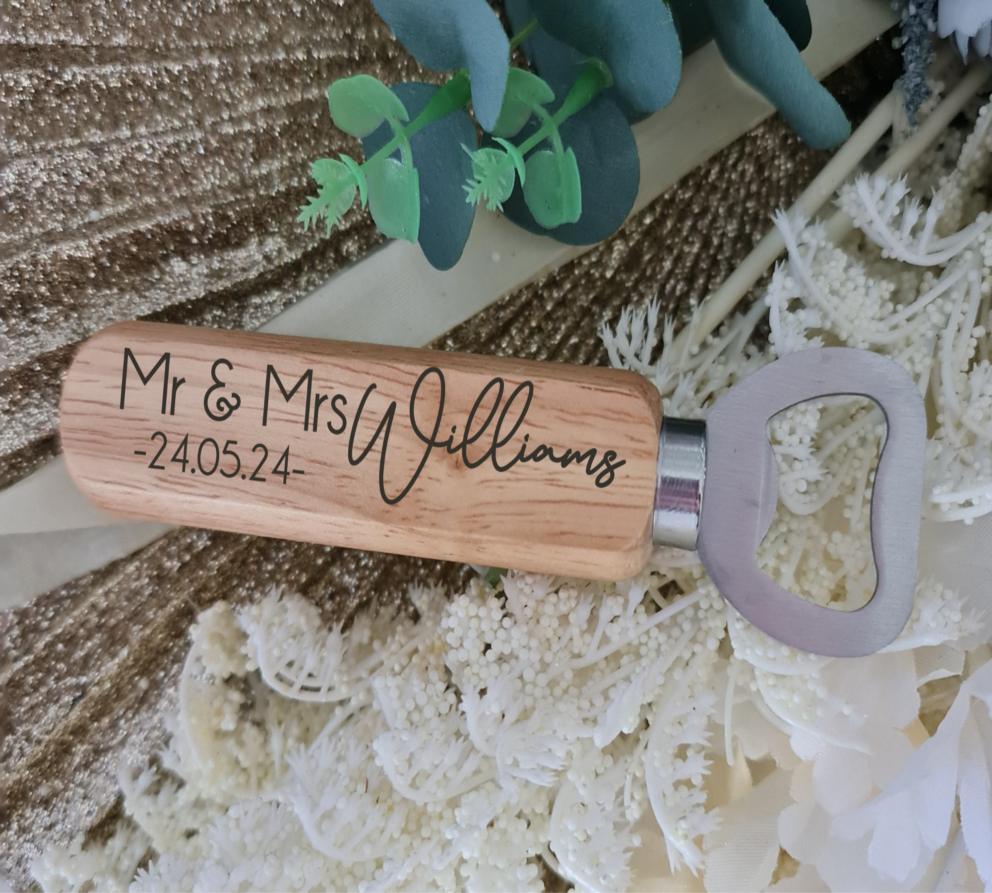 Engraved Wooden Handle Bottle Opener – Custom Name or Message