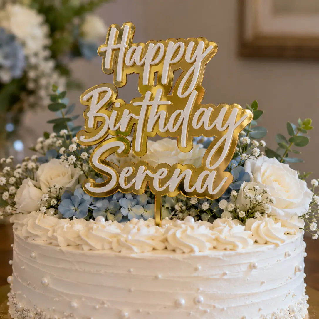 Rainbow Birthday Cake Topper – Bright Double Layer Statement Piece