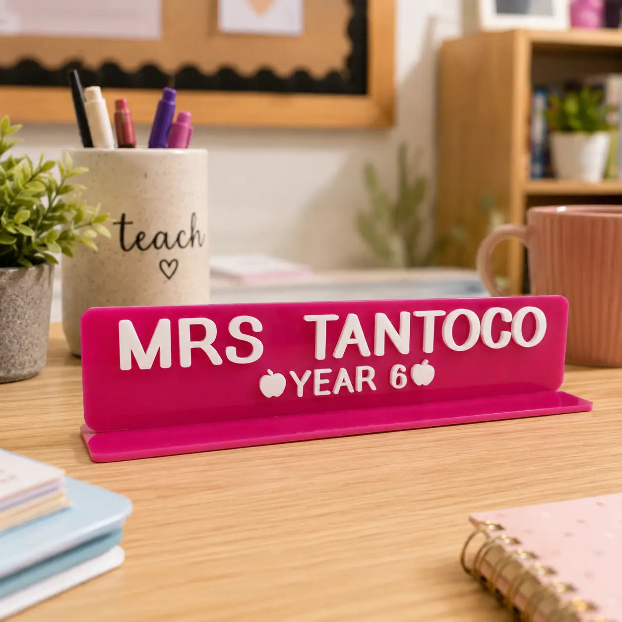 Teacher Name Plaque Personalised | Classroom Desk Sign 30cm Evermore Gifts & Favours