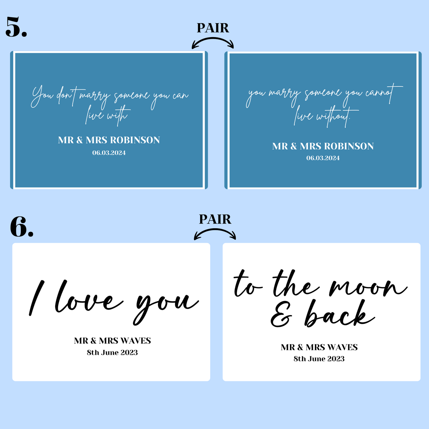Personalised Vow Card Holders – Set of 2 UV Printed Wedding Keepsakes