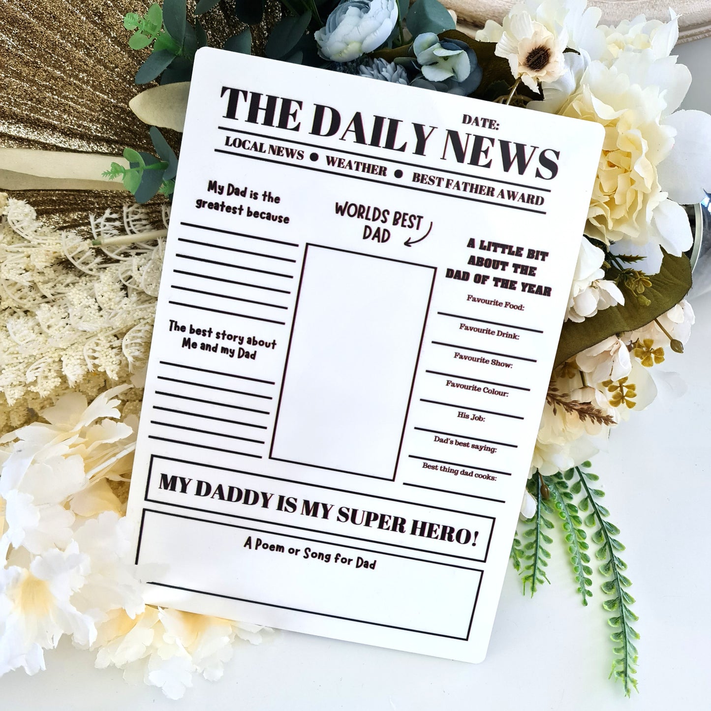 Personalised Dad Sign –Daily News - All About Dad - Personalised Gift