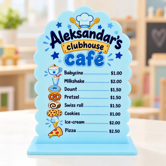 Personalised Kids Café Menu Sign | Pretend Play Café Board