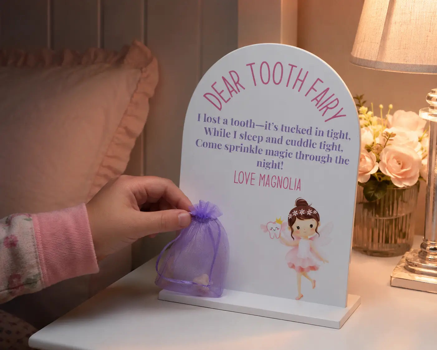Personalised Tooth Fairy Missing Tooth Sign – Custom Name Gift for Kids