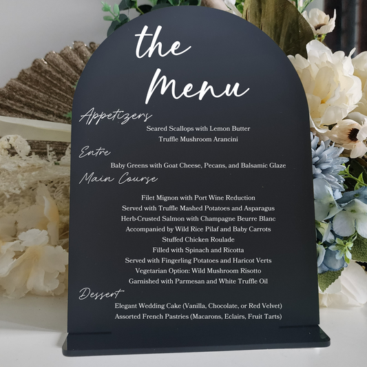 Modern Acrylic Wedding Menu – Custom Fonts and Layout Options