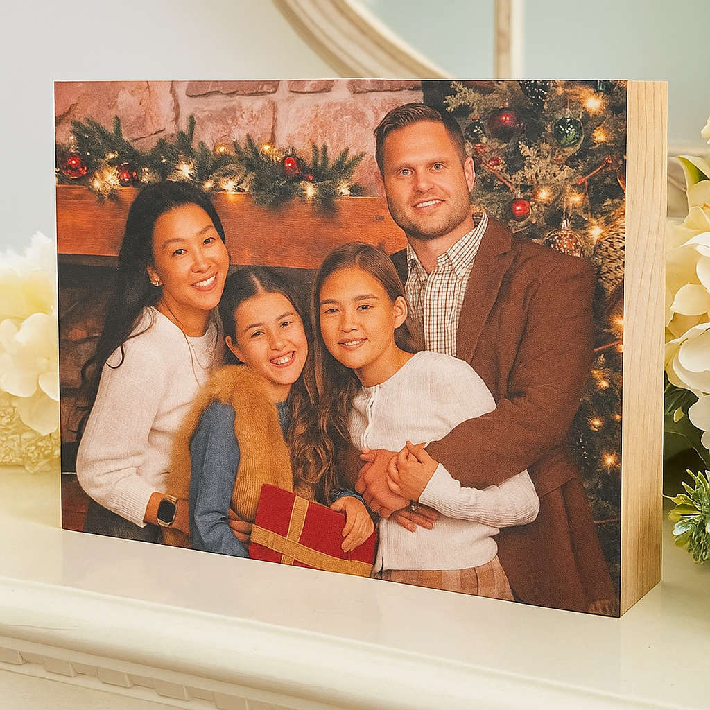 Personalised Family Christmas Photo Block – Festive Keepsake Gift