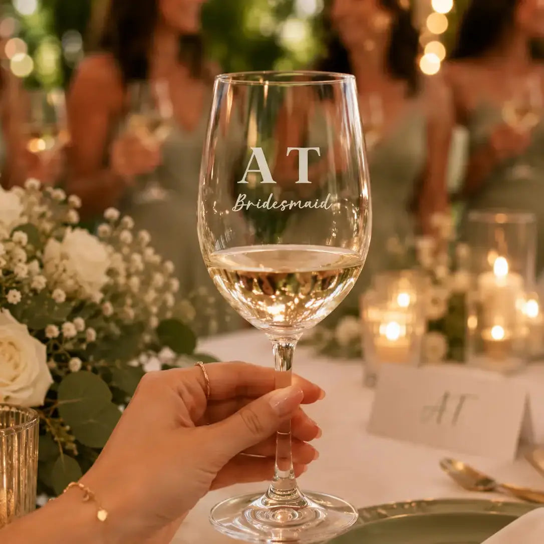 Wedding Wine Glass Gift | Personalised 250ml White Stem Glass Evermore Gifts & Favours