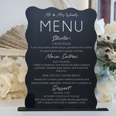 Custom Wedding Menu – UV Printed Acrylic with Your Food & Drink Selections
