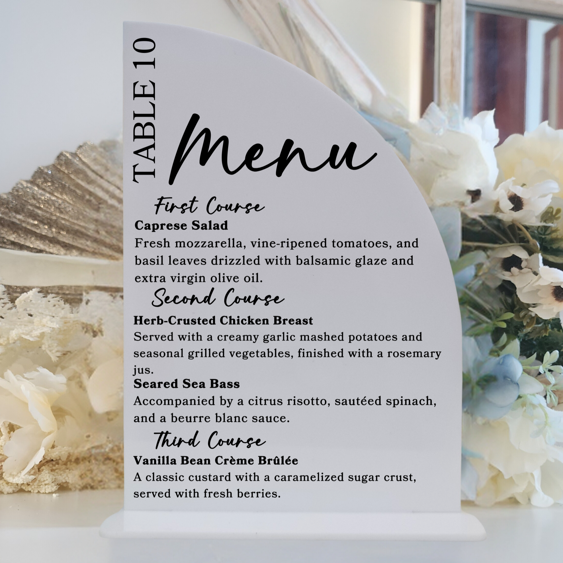 Acrylic Table Menu for Weddings – Elegant UV Printed Signage