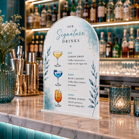 UV Printed Wedding Bar Sign – Custom Acrylic Signage for Drink Stations