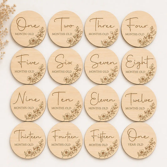 Personalised Baby Milestone Disks – Monthly Set with Custom Birth Disk
