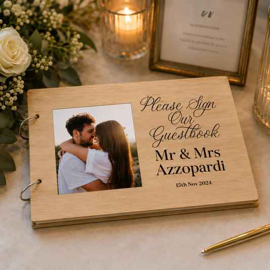 Personalised Guest Book with Names & Date – UV Printed Cover