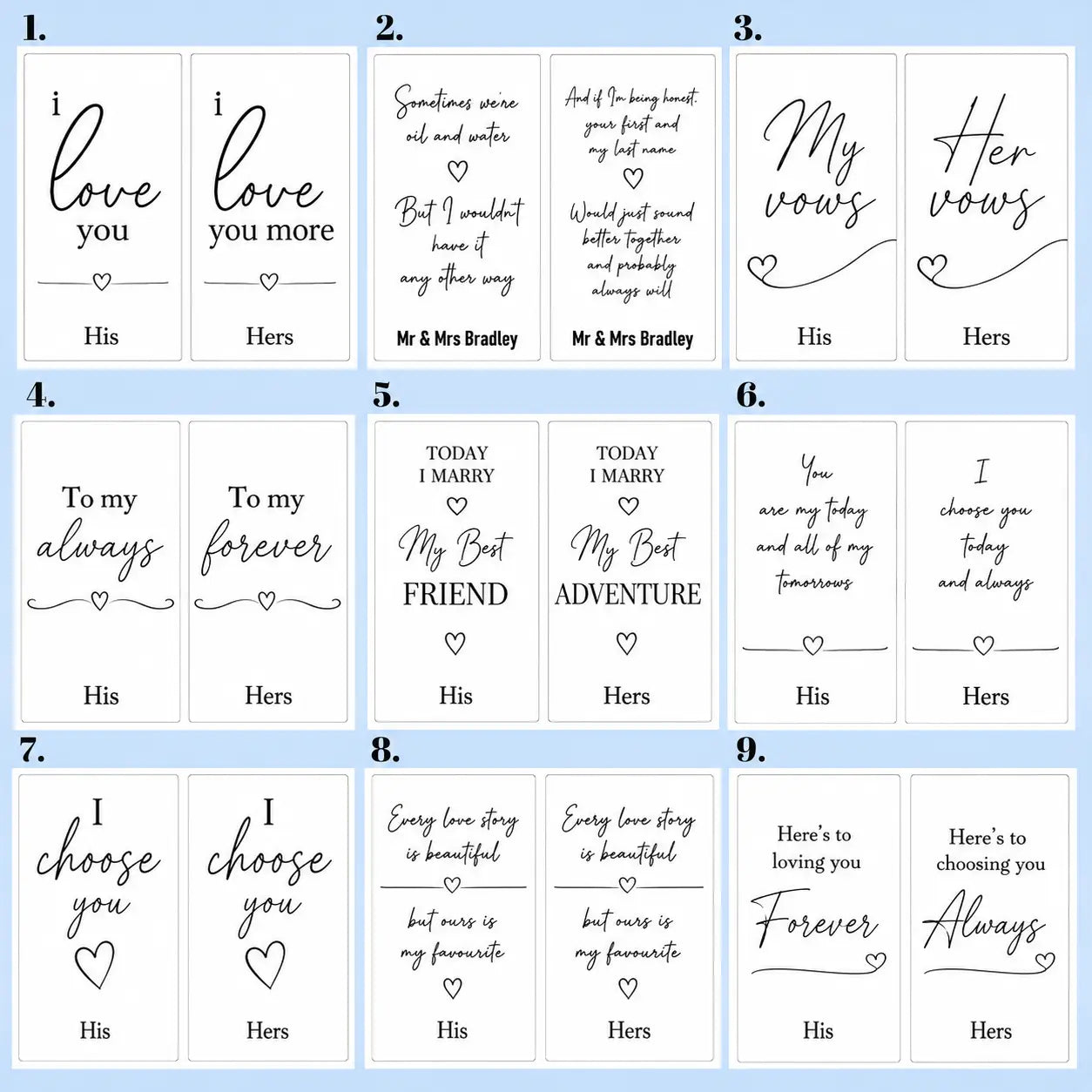 Wedding Vow Card Holders | Personalised Acrylic Ceremony Holders