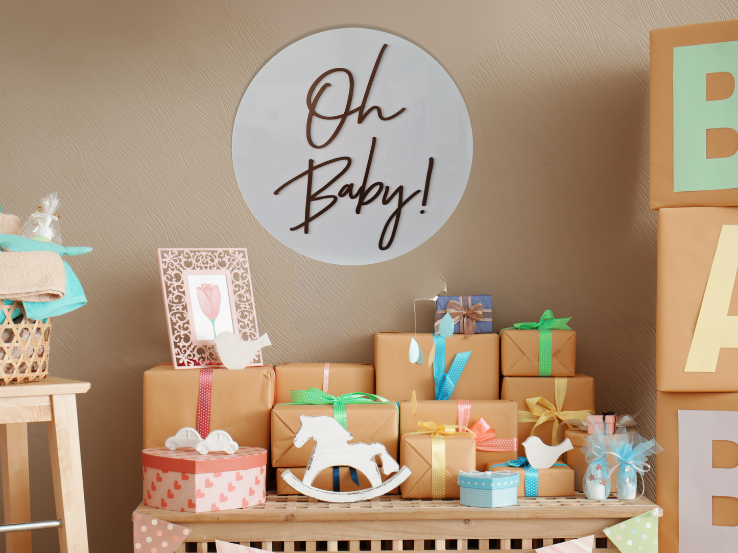 Baby Shower Gift Table Sign – Personalised Mini Sign for Display