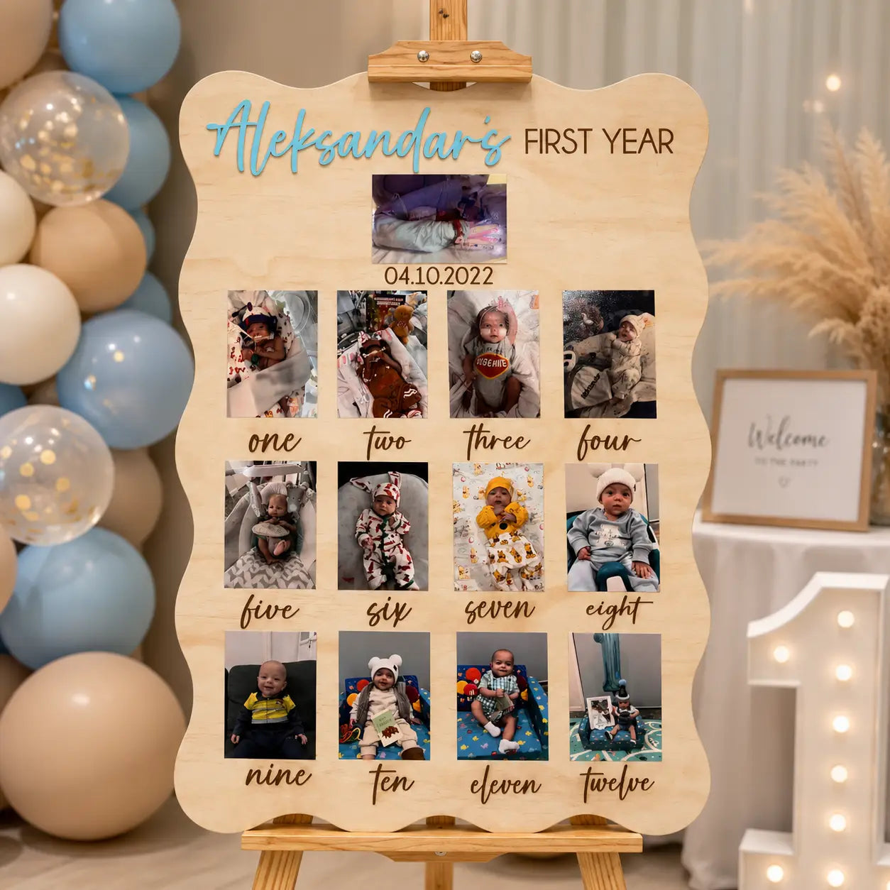 Personalised Acrylic First 12 Months Photo Sign Evermore Gifts & Favours