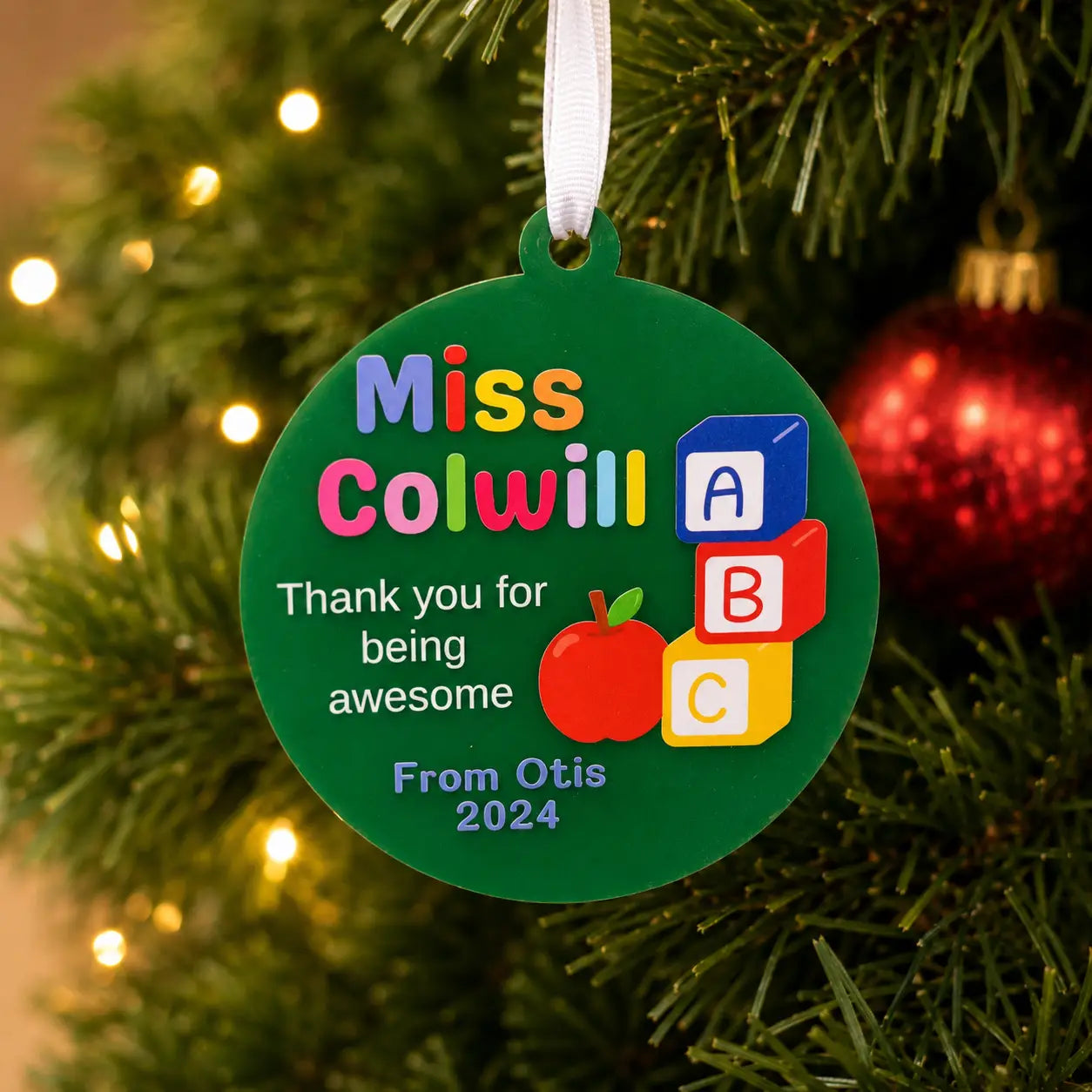 Printed Teacher Gift Bauble – Personalised Christmas Decoration Evermore Gifts & Favours